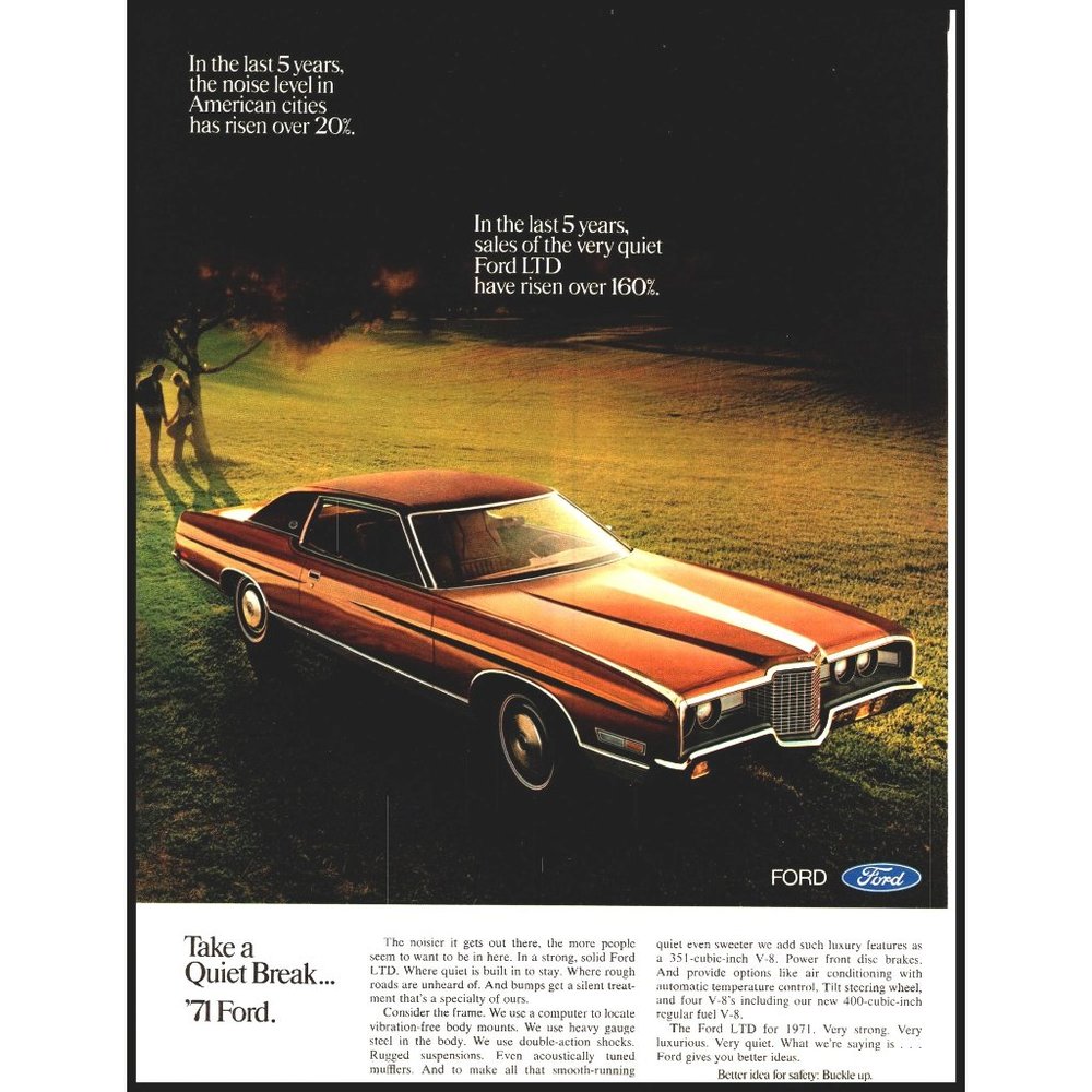 1971 Ford LTD 2 Door Hardtop Vintage Print Ad Field Couple Holding Hands Photo